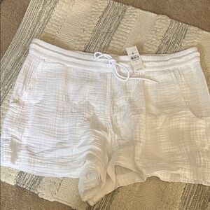 Lou & Grey White Gauze Drawstring Shorts